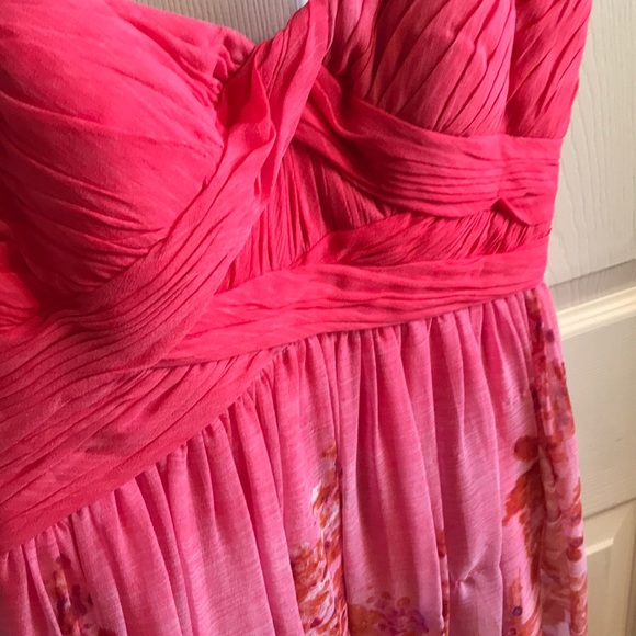 Strapless floral, pink silk Aidan Mattox dress - Picture 6 of 7